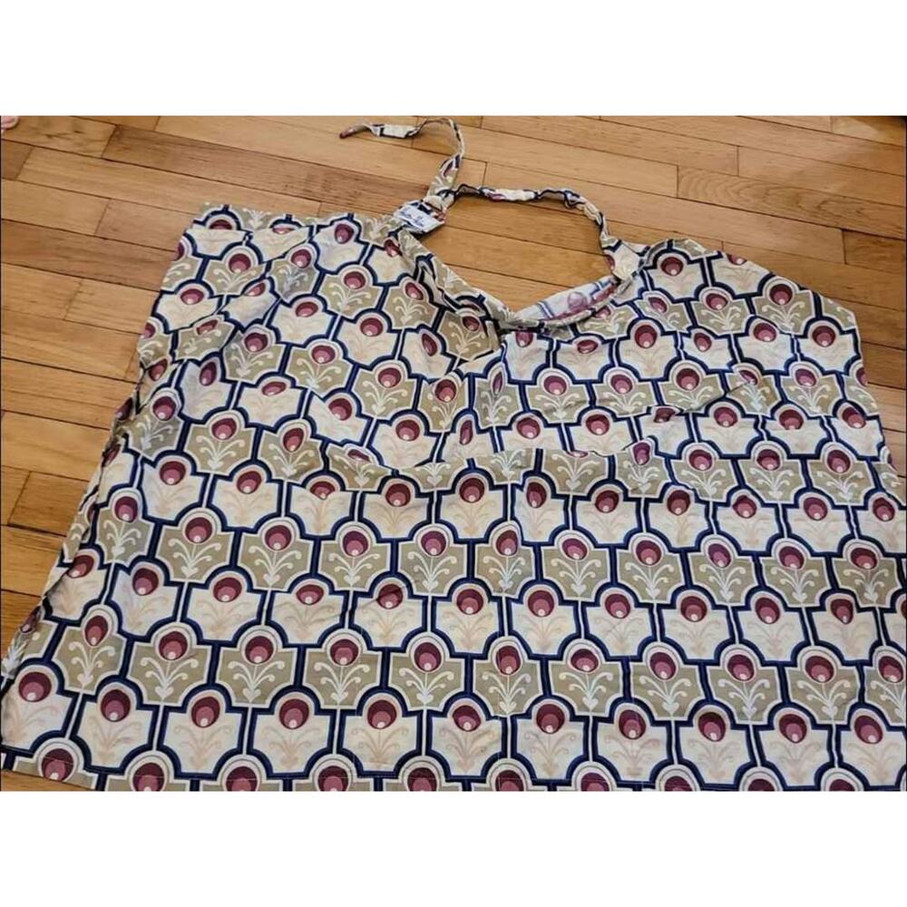 Hooter Hiders Nursing Cover Geo Print Cotton‎ Halter Neck Beige Blue